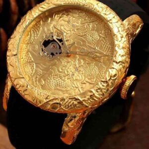 ساعت مچی مردانه اینویکتا مدل یاکوزا بند رابر صفحه طلایی INVICTA 2023G-G