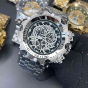 ساعت مچی مردانه اینویکتا  هیبریتی نقره ای صفحه مشکی مدل 2024