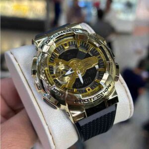 ساعت مچی مردانه کاسیو جی شاک مشکی طلایی قاب فلزی طلایی Casio G-Shock GM-110 Black GOLD