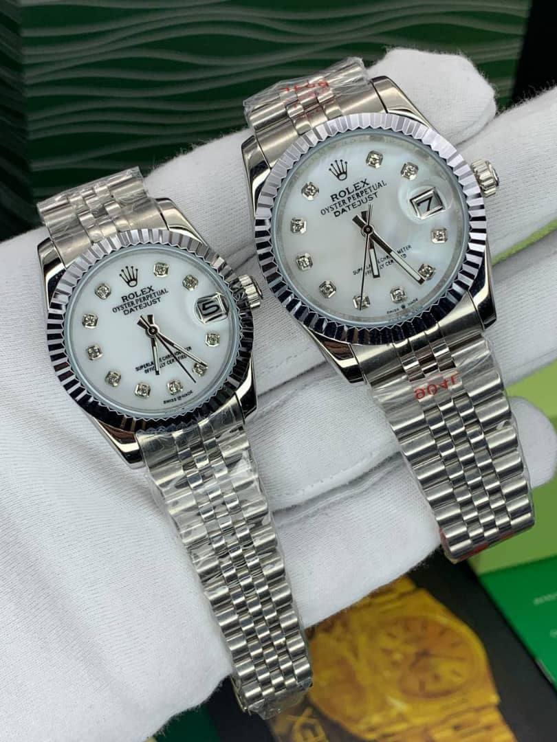 رولکس دیت جاست نقره ای صفحه صدفی اندیس نگین