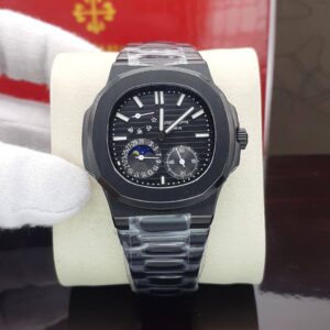 ساعت مچی پتک فیلیپ ناتیلوس مدل پاور گیج صفحه مشکی بند استیل مشکی