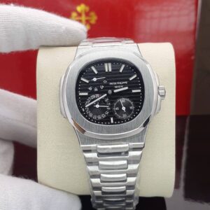 ساعت مچی پتک فیلیپ ناتیلوس مدل پاور گیج صفحه مشکی بند استیل