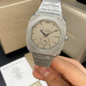 ساعت مچی مردانه بولگاری اتومات توربیلون صفحه خاکی بند استیل روشن