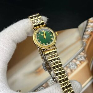 ساعت مچی زنانه رومنسون کلاسیک صفحه گرد سبز بند طلایی