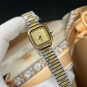 ساعت مچی زنانه رومنسون کلاسیک صفحه مربع طلایی بند استیل طلایی