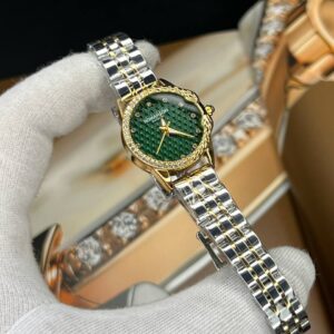 ساعت مچی زنانه رومنسون کلاسیک صفحه گرد سبز تیره نگین دار بند استیل