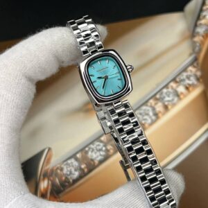 ساعت مچی زنانه رومنسون کلاسیک صفحه مربع آبی آسمانی بند استیل