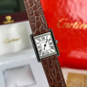 ساعت مچی زنانه بند چرمی قهوه ای کارتیر مدل تانک