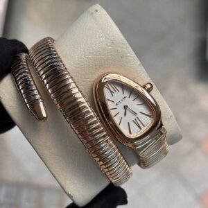 ساعت مچی زنانه بولگاری ماری صفحه سفید ساده بند رزگلد