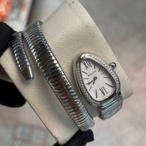 ساعت مچی زنانه بولگاری ماری صفحه سفید نگین دار بند استیل