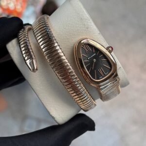 ساعت مچی زنانه بولگاری ماری صفحه مشکی ساده بند رزگلد