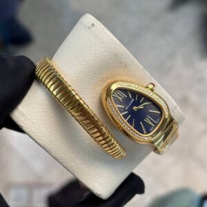 ساعت مچی زنانه بولگاری ماری صفحه سرمه ای بند طلایی