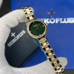 ساعت مچی زنانه سیکو پلاس SEIKO PLUS+ صفحه سبز ساده بند طلایی
