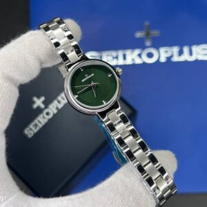 ساعت مچی زنانه سیکو پلاس SEIKO PLUS+ صفحه سبز ساده بند استیل