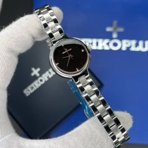 ساعت مچی زنانه سیکو پلاس SEIKO PLUS+ صفحه مشکی ساده بند استیل