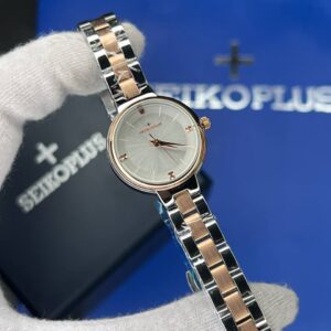 ساعت مچی زنانه سیکو پلاس SEIKO PLUS+ صفحه طوسی ساده بند استیل رزگلد