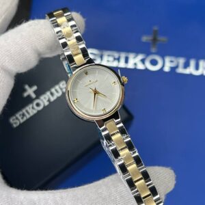 ساعت مچی زنانه سیکو پلاس SEIKO PLUS+ صفحه طوسی ساده بند استیل طلایی