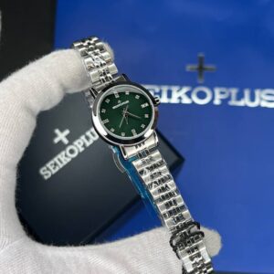 ساعت مچی زنانه سیکو پلاس SEIKO PLUS+ صفحه سبز نگین دار بند استیل