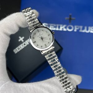 ساعت مچی زنانه سیکو پلاس SEIKO PLUS+ صفحه طوسی نگین دار بند استیل