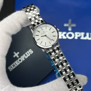 ساعت مچی زنانه سیکو پلاس SEIKO PLUS+ صفحه سفید اندیس خطی بند استیل