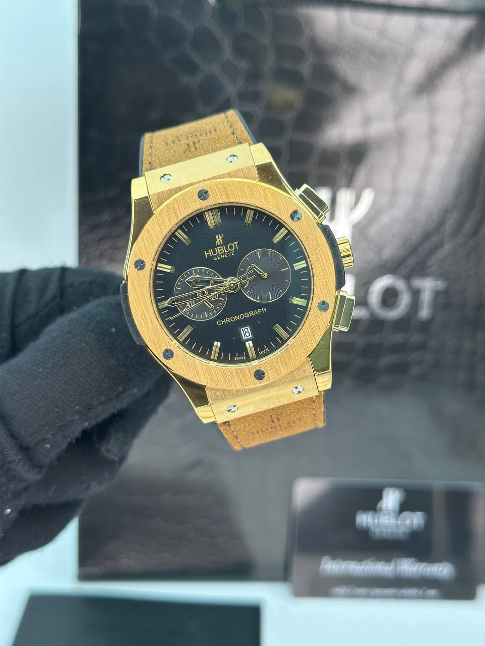 ساعت مچی مردانه هابولت برند جیر (5) طلایی قاب طلایی