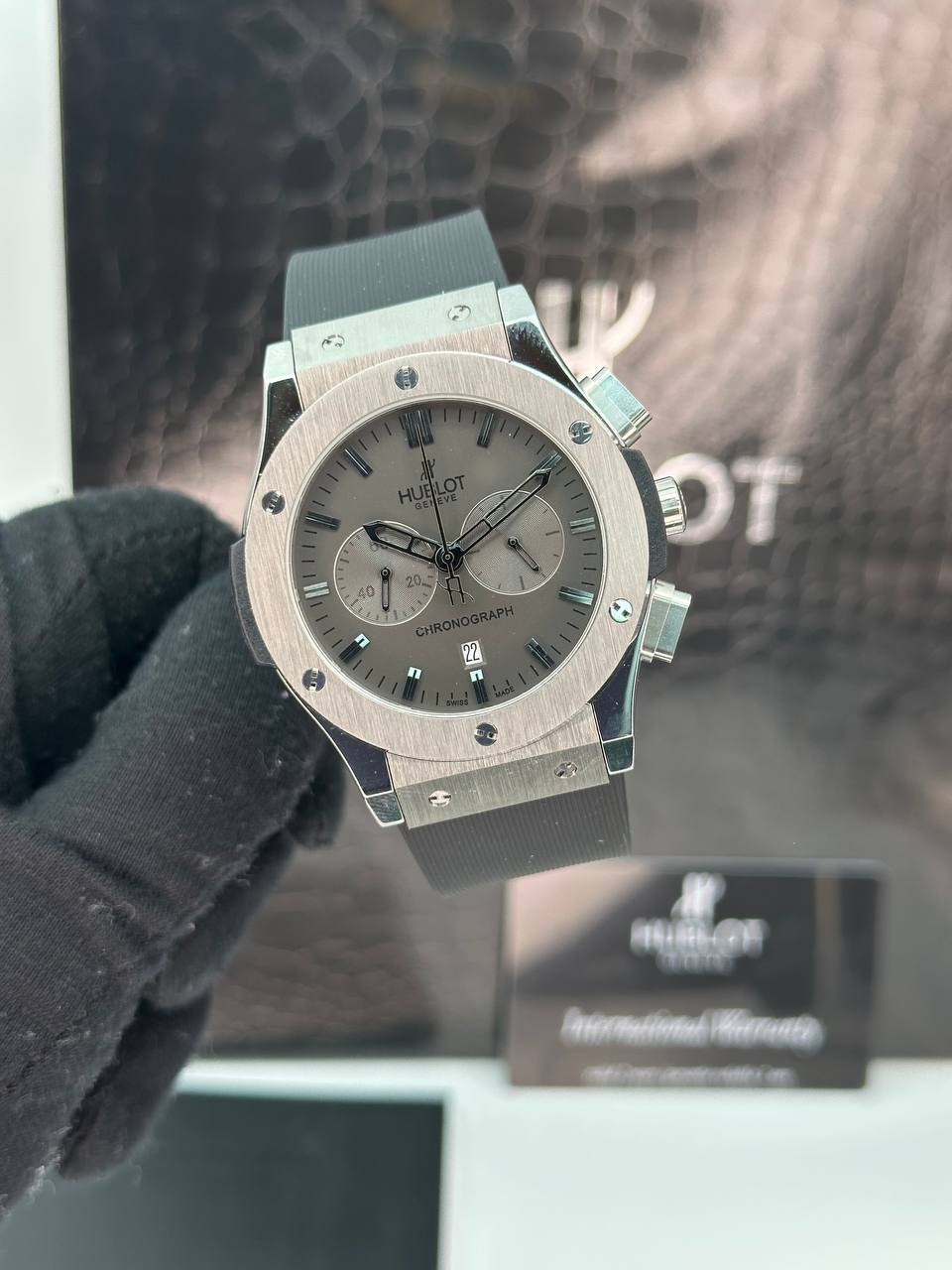 ساعت مچی مردانه هابولت برند رابر (6) مشکی صفحه خاکی قاب رزگلد