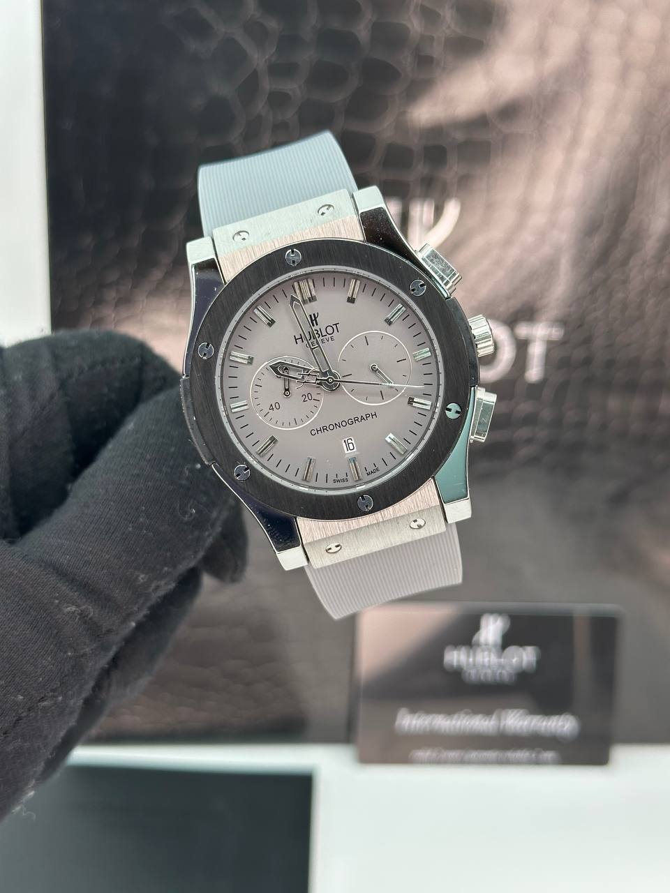 ساعت مچی مردانه هابولت برند رابر (8) آبی صفحه خاکی دور مشکی