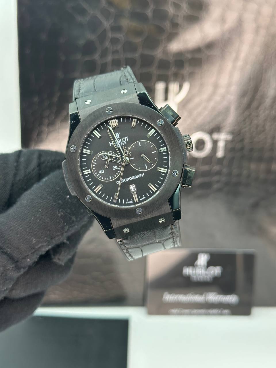 ساعت مچی مردانه هابولت برند چرمی (1) مشکی قاب مشکی