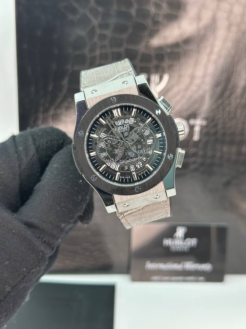 ساعت مچی مردانه هابولت برند چرمی (5) خاکی