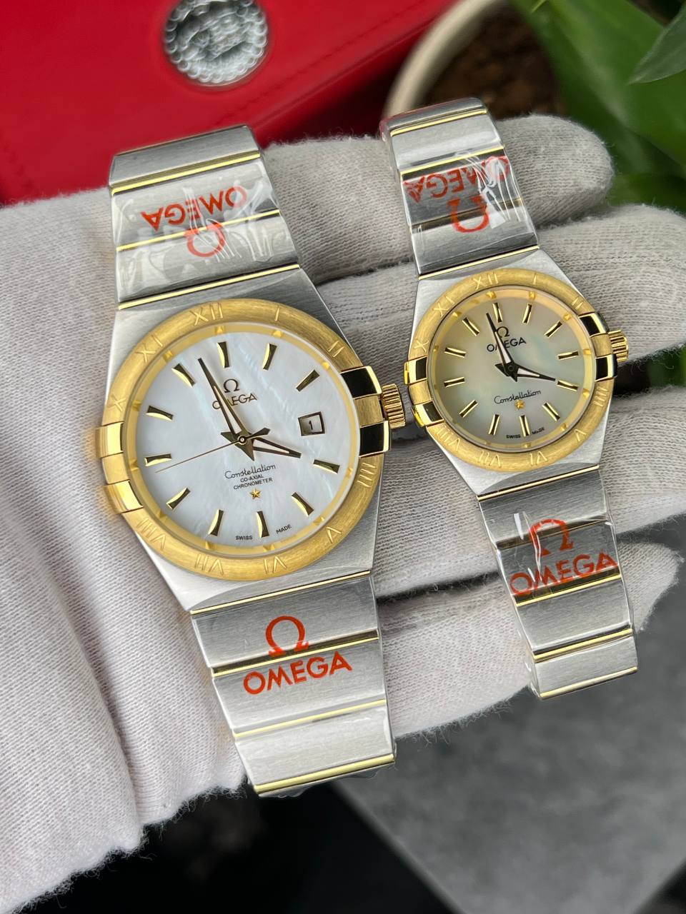 ساعت مچی مردانه و زنانه امگا کانسلیشن OMEGA Canstllation نقره ای طلایی صفحه سفید اندیکس خطی