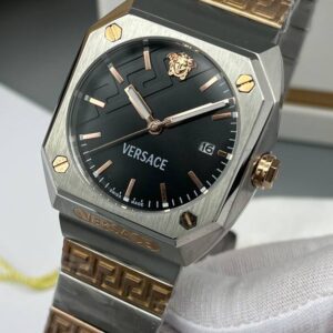 صفحه مشکی بند استیل رزگلد