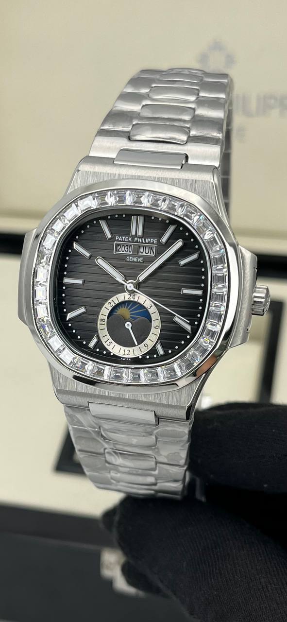 ساعت مچی مردانه پتک فیلیپ ناتیلوس دو تقویم دور نگین (4)